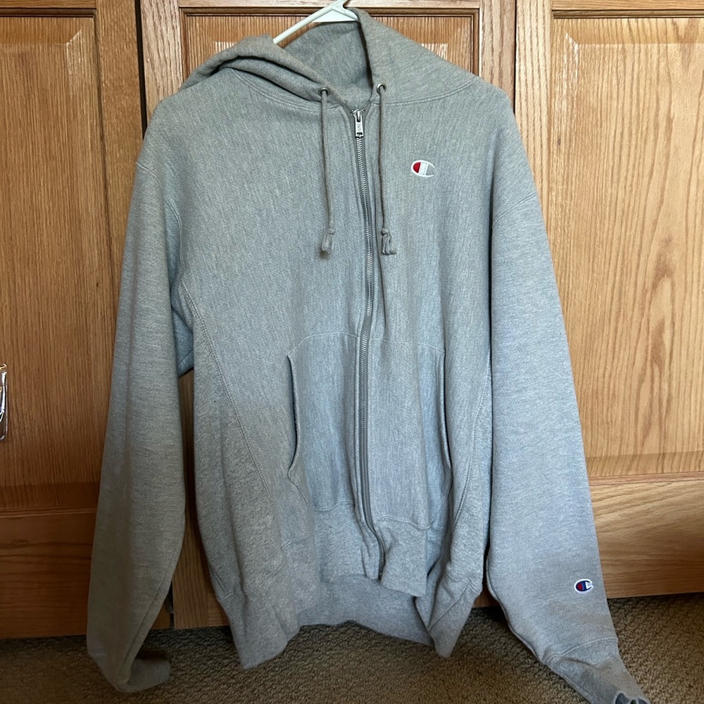 Champion Reverse Weave Zip Up Light Grey